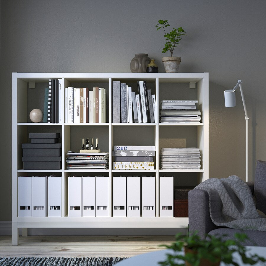 IKEA KALLAX Shelving with underframe, white, 147x129 cm