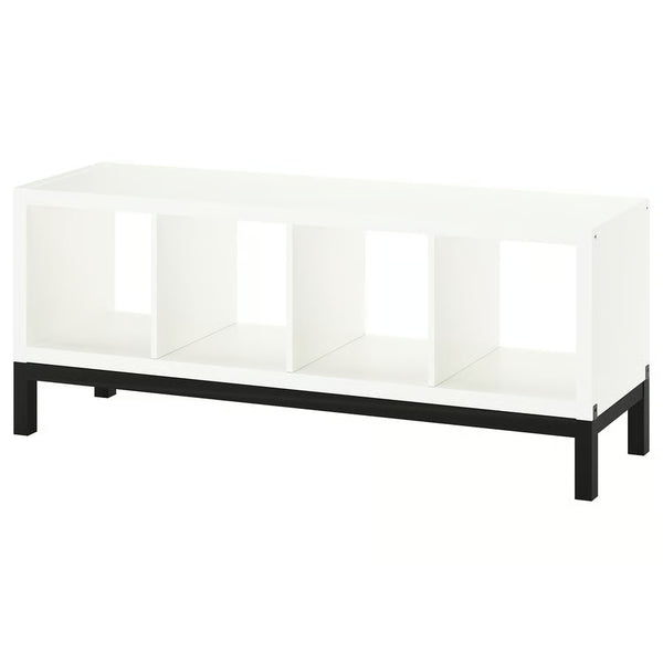 IKEA KALLAX Shelving with underframe, white/black, 147x59 cm