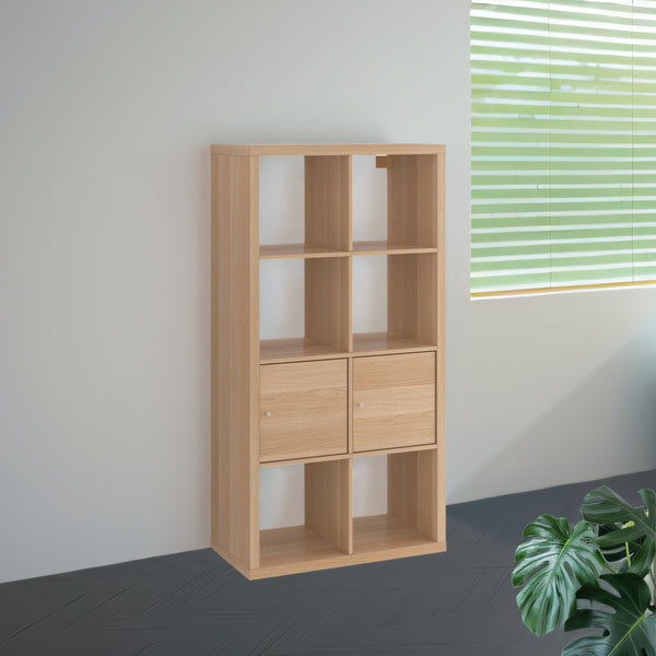 IKEA KALLAX Shelving with 2 doors, 4x2, oak effect, 4x2, 77x147 cm