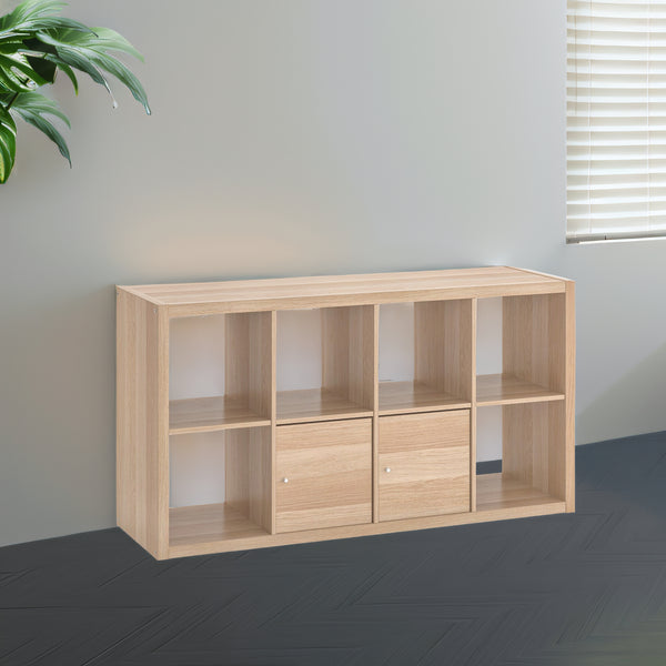 IKEA KALLAX Shelving with 2 doors, 4x2, oak effect, 4x2, 77x147 cm