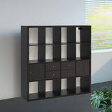 IKEA KALLAX Shelving with 2 doors/2 drawers, black-brown, 147x147 cm