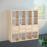 IKEA KALLAX Shelving with 2 doors/2 drawers, oak effect, 147x147 cm