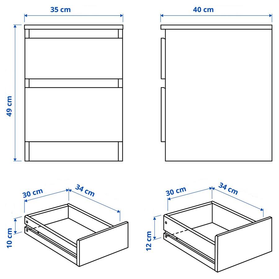 IKEA KULLEN Chest of 2 drawers, white, 35x49 cm