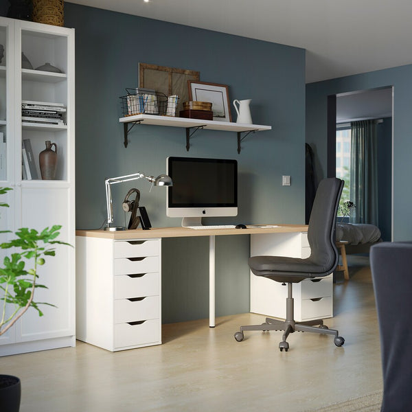 IKEA LAGKAPTEN / 2 ALEX Desk, 200x60 cm, oak/white