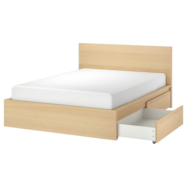 IKEA MALM Bed with 2 drawers, oak veneer, Queen