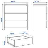IKEA MALM Chest of 3 drawers, white, 80x78 cm