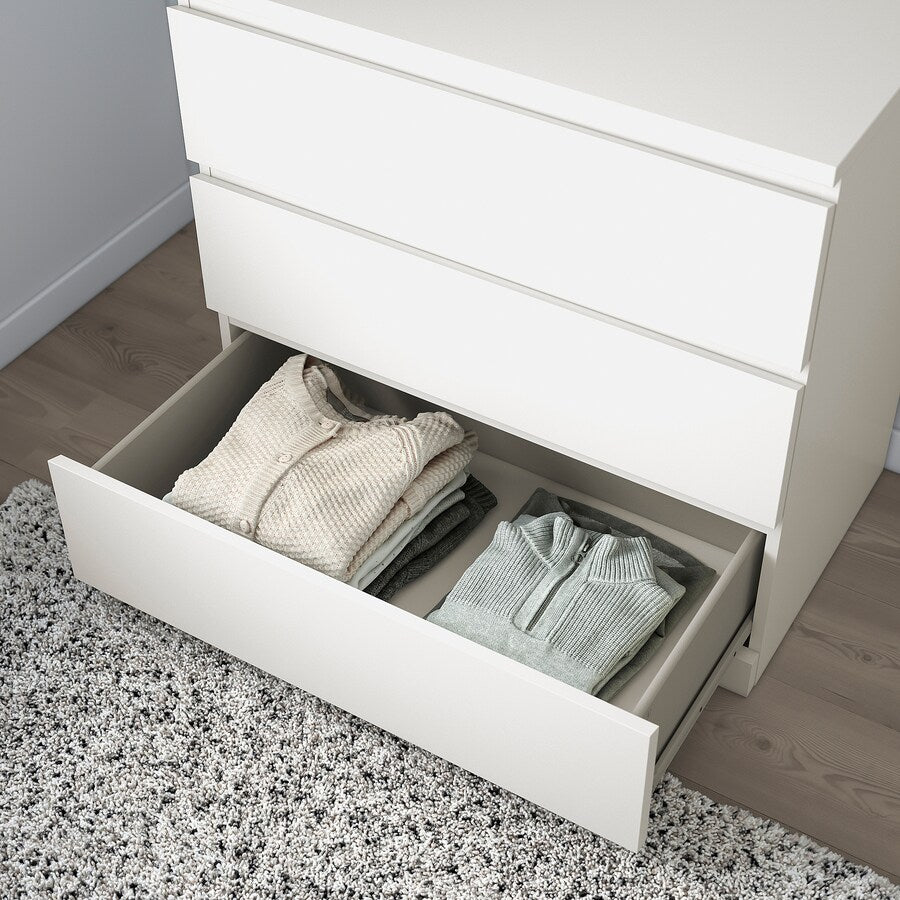 IKEA MALM Chest of 3 drawers, white, 80x78 cm