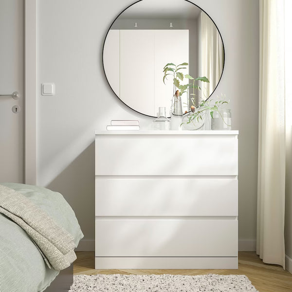 IKEA MALM Chest of 3 drawers, white, 80x78 cm