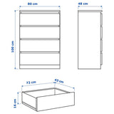 IKEA MALM Chest of 4 drawers, white, 80x100 cm