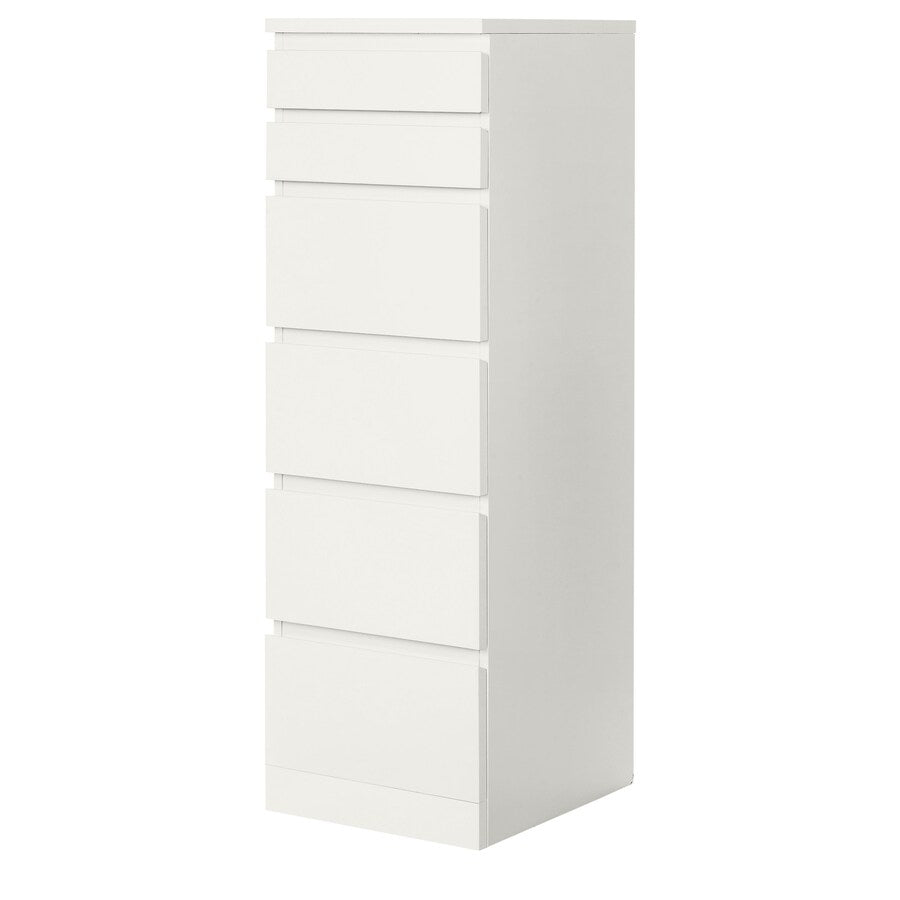 IKEA MALM 6 Drawers with mirror, white, 40x123 cm
