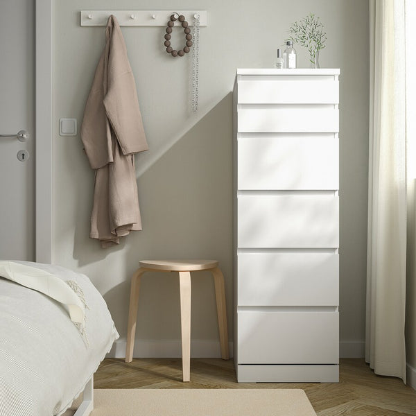 IKEA MALM 6 Drawers with mirror, white, 40x123 cm