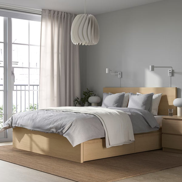 IKEA MALM Bed with 2 drawers, oak veneer, Queen
