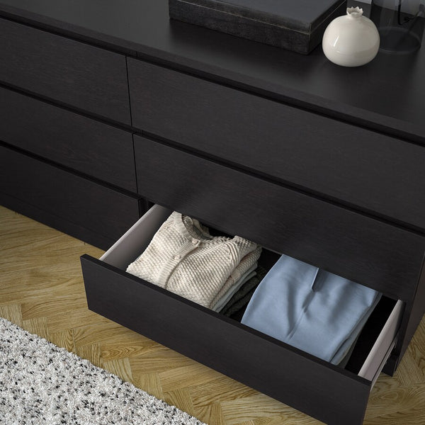 IKEA MALM Chest of 6 drawers, black-brown, 160x78 cm