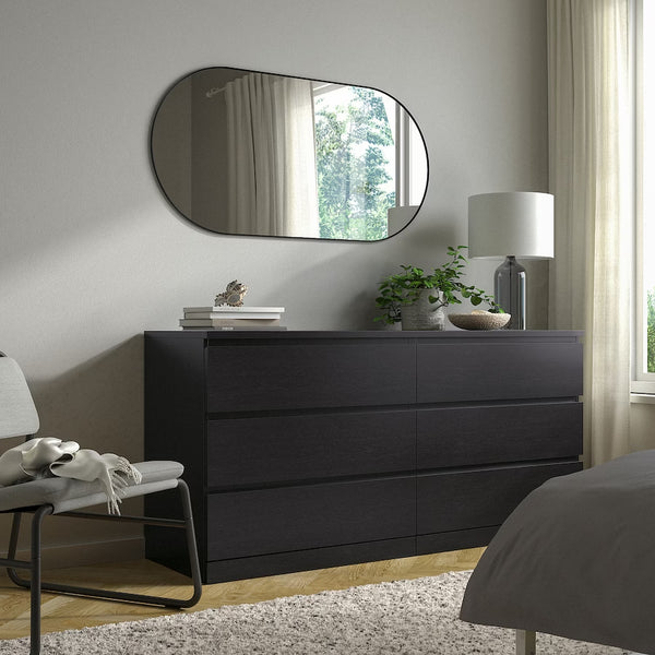 IKEA MALM Chest of 6 drawers, black-brown, 160x78 cm