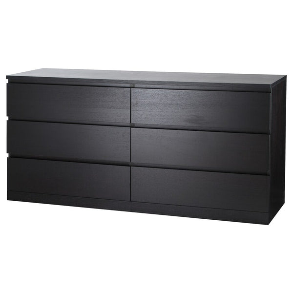 IKEA MALM Chest of 6 drawers, black-brown, 160x78 cm