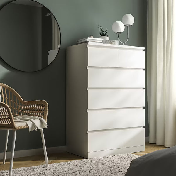 IKEA MALM Chest of 6 drawers, white, 80x123 cm