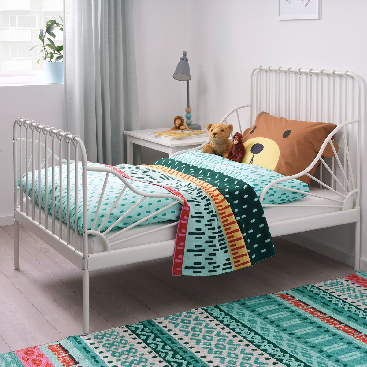 IKEA MINNEN Extendable bed w sprung mattress, 80x200 cm