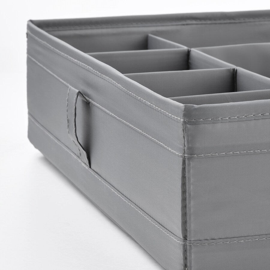 IKEA SKUBB box with compartments, dark grey, 44x34x11 cm