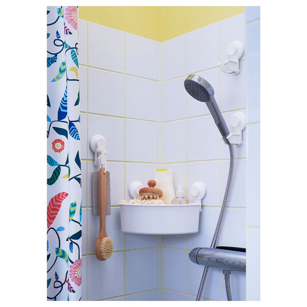 IKEA TISKEN Corner basket with suction cup, white