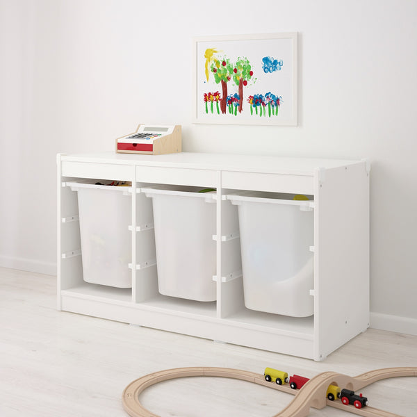 IKEA TROFAST Storage with 3 boxes, white, 99x44x56 cm
