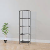 IKEA VITTSJO Shelving combination, black-brown/glass, 151x36x175 cm