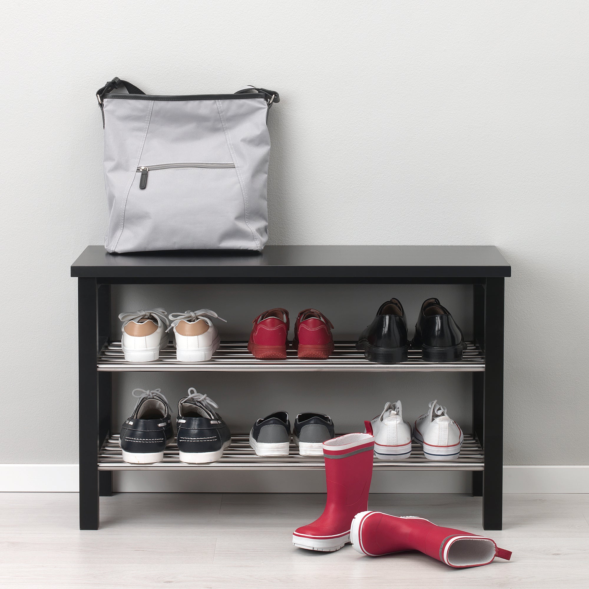 TJUSIG Bench with shoe storage, black, 42 1/2x19 5/8 - IKEA