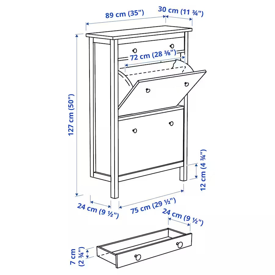 Hemnes shoe cabinet with deals 4 compartments white