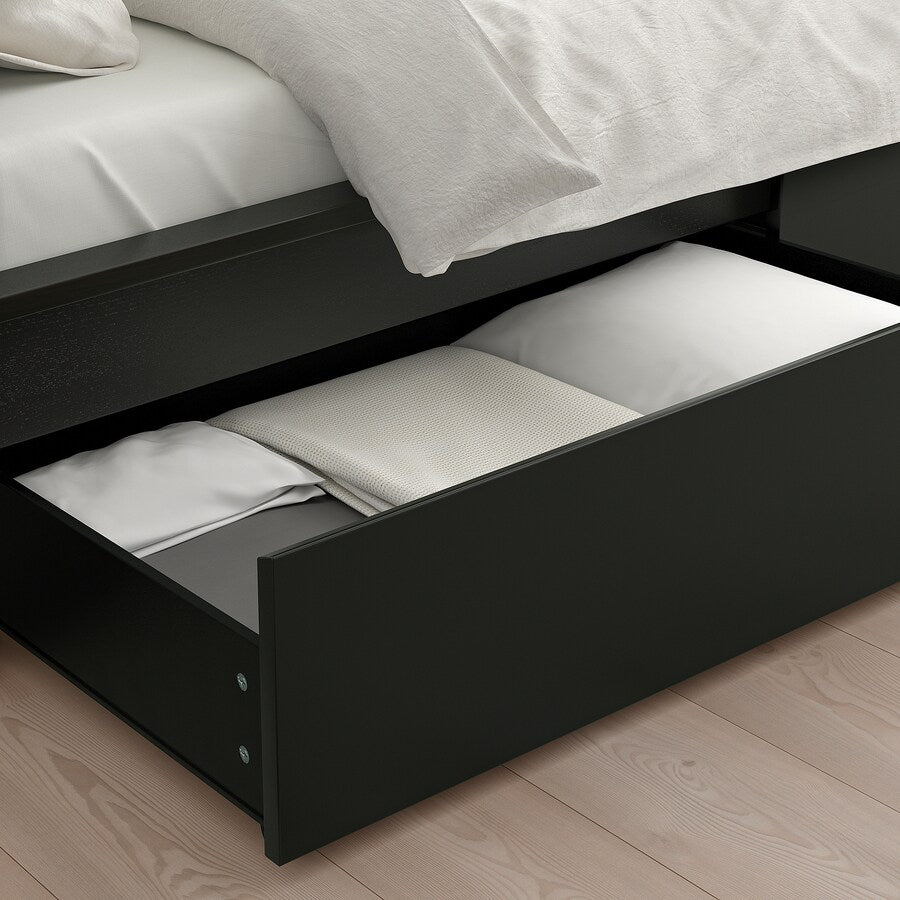 MALM storage bed, black-brown, Queen - IKEA